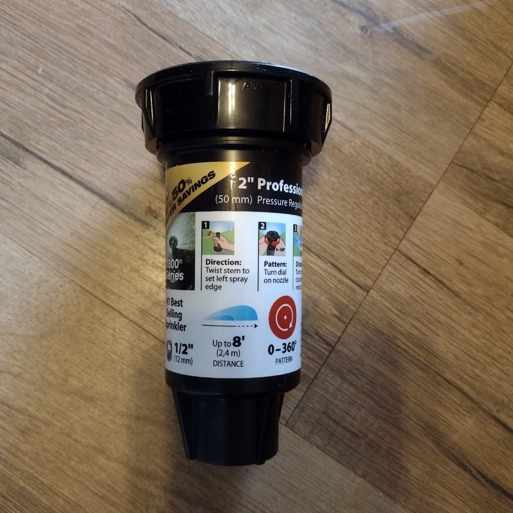 Rain Bird Pressure Regulating Pop-Up Sprinkler 360° Pattern 6/8ft Spray Distance